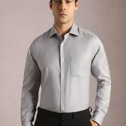 Louis Philippe Men Geometric Printed Spread Collar Cotton Formal Shirt-image-42