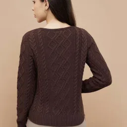 Code By Lifestyle Dark Brown Regular Fit Textured Sweater image 2