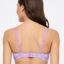 Clovia Purple Full Coverage Wireless Printed T-Shirt Bra image 2