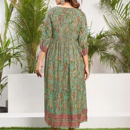 SELVIA Green Printed Midi Dress image 2