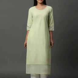 Aurelia Green Cotton Embroidered Straight Kurta-image-66