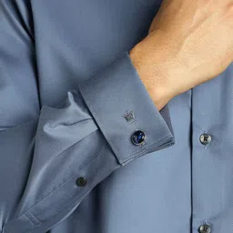 Louis Philippe Men Textured Spread Collar Cotton Formal Shirt image 2