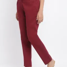 Fabindia Maroon Regular Fit Pants image 3