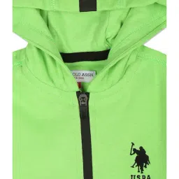 U.S. Polo Assn. Kids Light Green Solid Full Sleeves Hoodie image 3