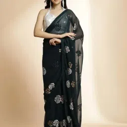 Jaipur Kurti Green Embroidered Saree With Unstitched Blouse-picture-37