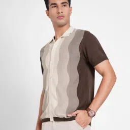 Peregrine By Pantaloons Brown Regular Fit Colour Block Shirt image 3