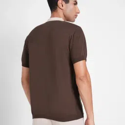 Peregrine By Pantaloons Brown Regular Fit Colour Block Shirt image 2
