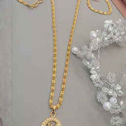 SHANKHRAJ MALL Gold-Plated Circular Pendants with Chains image 2