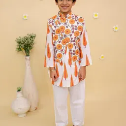 The Mom Store Boys Multicolor Cotton Printed Regular Fit Kurta Set-picture-12