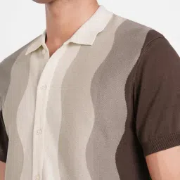 Peregrine By Pantaloons Brown Regular Fit Colour Block Shirt image 5