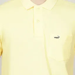 Crocodile Banana Cream Cotton Slim Fit Polo T-Shirt image 4