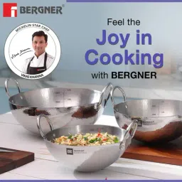 Bergner BE Essentials Silver Stainless Steel Hammered Kadhai image 4