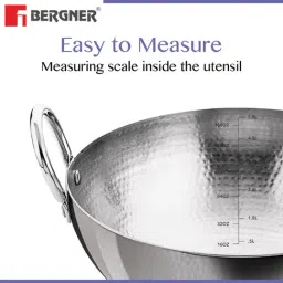 Bergner BE Essentials Silver Stainless Steel Hammered Kadhai image 3