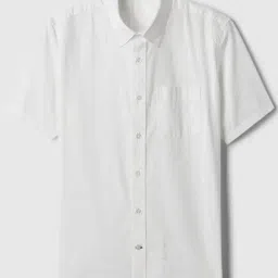 GAP White Short Sleeves Regular Fit Solid Shirt image 4