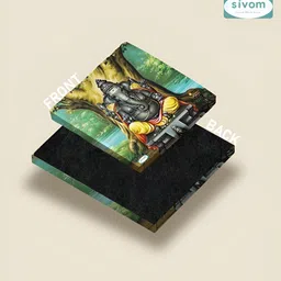 SIVOM Green & Grey Pillayar Canvas Painting Wall Art image 5