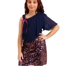 Cutecumber Girls Navy Embellished Party Dress-picture-17