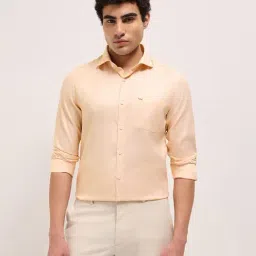 The Bear House Peach Polycotton Solid Regular Fit Shirt-image-13
