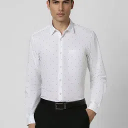 Peter England White Cotton Slim Fit Printed Shirt-picture-28