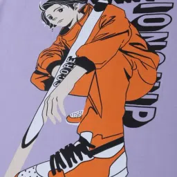 KiddoPanti Boys Purple Cotton Printed T-Shirts image 3