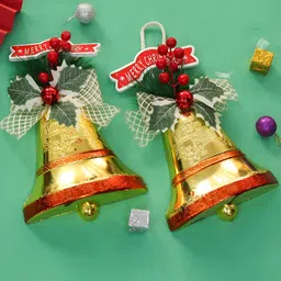 TIED RIBBONS Set Of 2 Christmas Tree Hanging Bells image 2