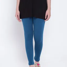 Rangriti Women Teal Blue Solid Leggings-image-7