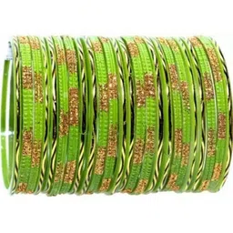 THE BLAZZE Green Glass Artificial Stones & Beads Bangle image 1