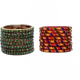 Instyle Forever Set Of 2 Multi Glass Artificial Stones & Beads Bangle-picture-32