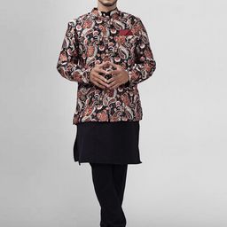 Xepon Printed Mandarin Collar Sherwani Set-picture-10