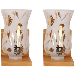 1ST TIME Gold-Toned & White Printed Wood Contemporary Abstract Shaped Shaped Wall Lamp image 5