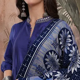 Sangria Floral Woven Design Shawl With Tassels image 4