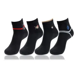 Bonjour Black Printed Socks - Pack of 4-picture-14