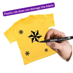 Soni Office Mate 1.09 mm Fine Tip Laundry Marker Fade Proof, Water Proof, Quick Drying Ink for Uniform, Bags & Labels, Black (Pack of 10) image 3