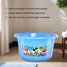 Kuber Industries Blue & Brown 3 Pieces Disney Check Printed Light Weight Bath Tubs image 3