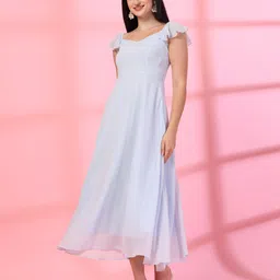 R.Code by The Roadster Life Co. Women Flutter Sleeve Georgette Fit & Flare Midi Dress-image-40