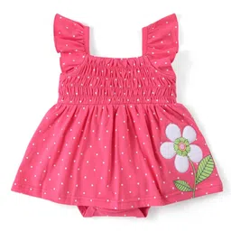 Babyhug 100% Cotton Knit Sleeveless Onesies with Headband Floral Print - Pink-image-54