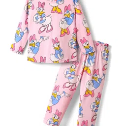 Babyhug Disney Single Jersey Knit Full Sleeves Co-ords Night Suit with Daisy Duck Graphics - Pink-picture-30