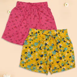 Cutecumber Pack Of 2 Floral Printed Shorts - Pink & Yellow-picture-10