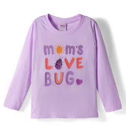 Tango Single Jersey Knit Full Sleeves T-Shirt with Mom Love Bug Text Print - Mauve-picture-16