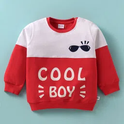 Kookie Kids Full Sleeves T-Shirt & Lounge Pant Set with Text Print - Red & White image 2