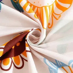 HOSTA HOMES White & Orange Floral 300 TC Single Bedsheet with 1 Pillow Covers image 4