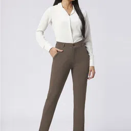 THE FAB FACTORY Women Regular Fit Mid-Rise Trousers image 2