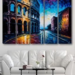 Aura Blue & Brown 5 Piece Synthetic Wood Other Wall Paintings-picture-15