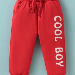 Kookie Kids Full Sleeves T-Shirt & Lounge Pant Set with Text Print - Red & White image 4