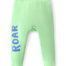 Babyoye 100% Cotton Eco Jiva Finish Footed Bootie Leggings Dino & Text Print With  Pack of 2 - Blue & Green image 4