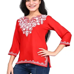 Naida Ethnic Motifs Embroidered V-Neck Thread Work Thread Work Kurti-picture-38