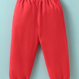 Kookie Kids Full Sleeves T-Shirt & Lounge Pant Set with Text Print - Red & White image 5