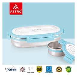 Attro Stainless Steel Lunch Box with Inner Container - Light Blue image 5
