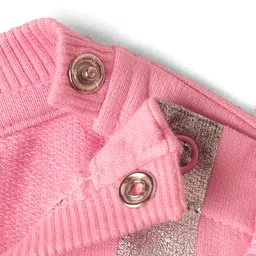 Babyhug Cotton Knit Full Sleeves Sweatshirt with Cat Graphics & Attached Sling Bag - Pink image 5