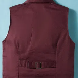 Robo Fry Cotton Woven Full Sleeves Solid Color 3 Piece Party Suit with Cap & Bow - Maroon & White image 5