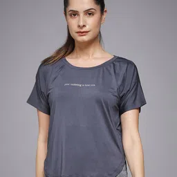 mkh Women Graphic Print Crew Neck Polyester Grey T-Shirt-picture-17